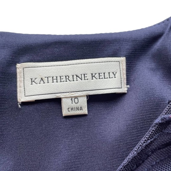 Katherine Kelly Navy Lace Inset Short Sleeve Midi Sheath Dress in size 10. - Picture 6 of 14